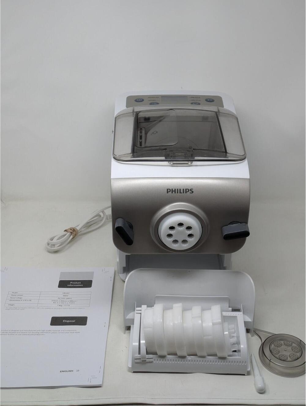 Philips Premium Automatic Pasta Noodle Maker White HR2357 w/ Accessories